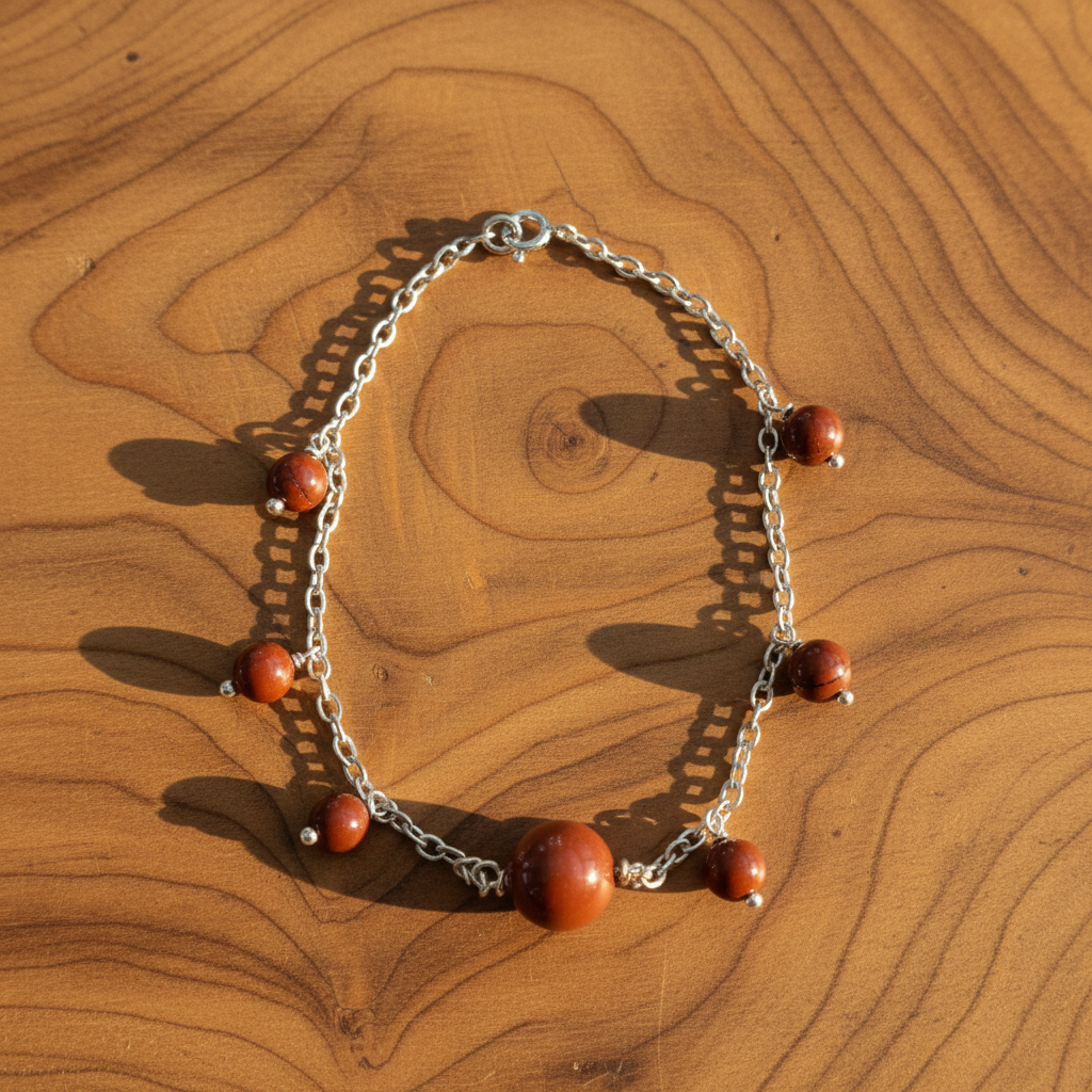 Handmade sterling silver bracelet with jasper gems - Katerina Roukouna