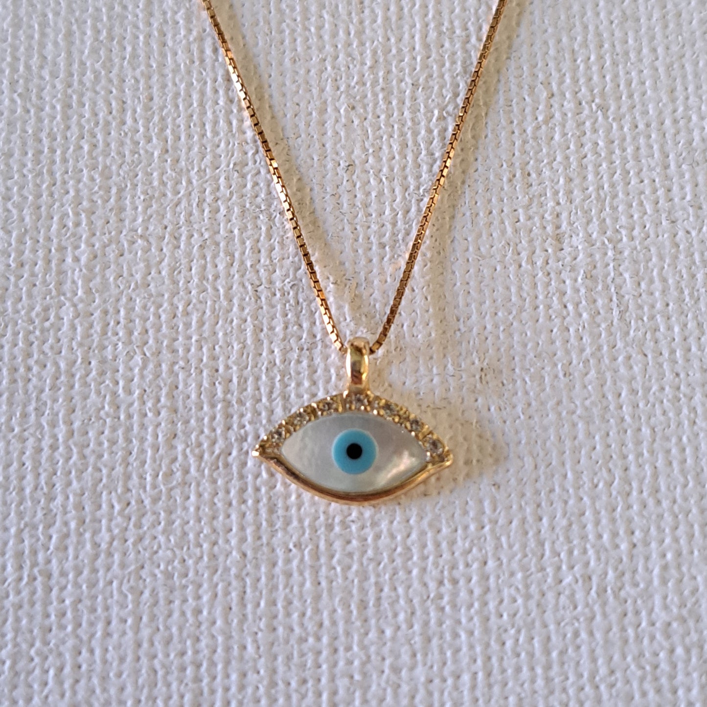 14K evil eye necklace with zirkons