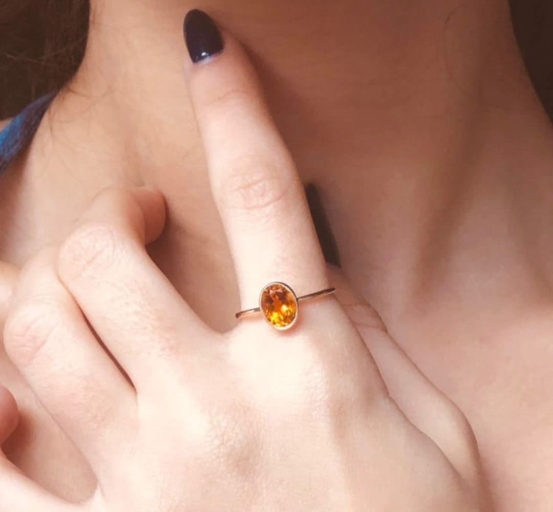 Handmade ring 14k with yellow topaz - Katerina Roukouna