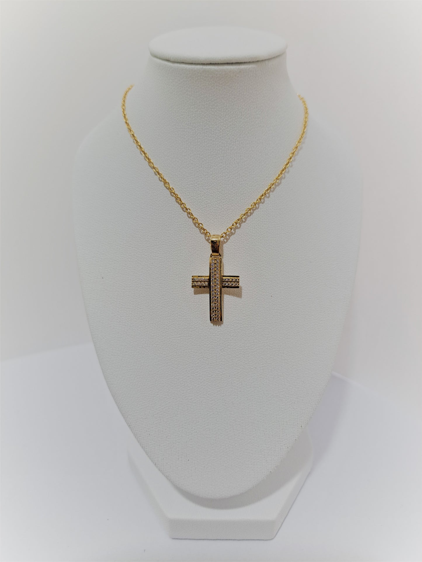 14k Yellow Gold Cross with zirkons