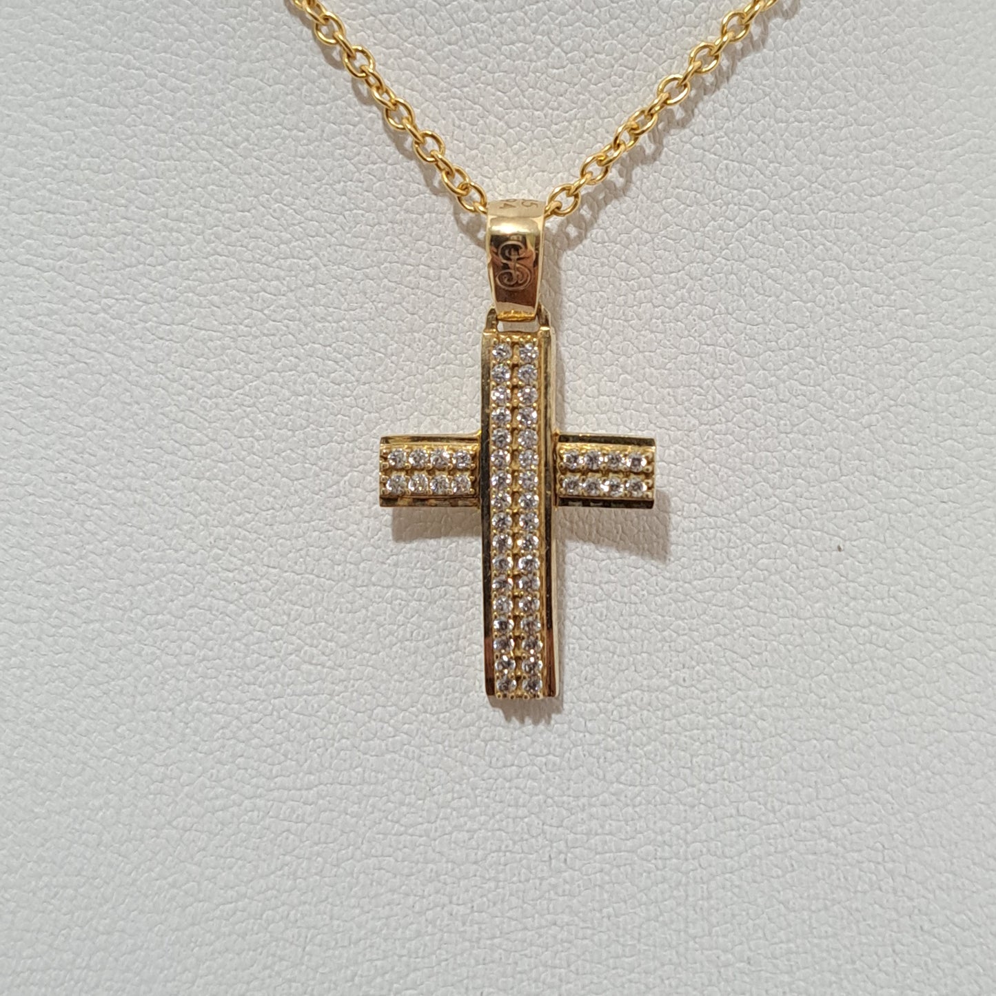 14k Yellow Gold Cross with zirkons