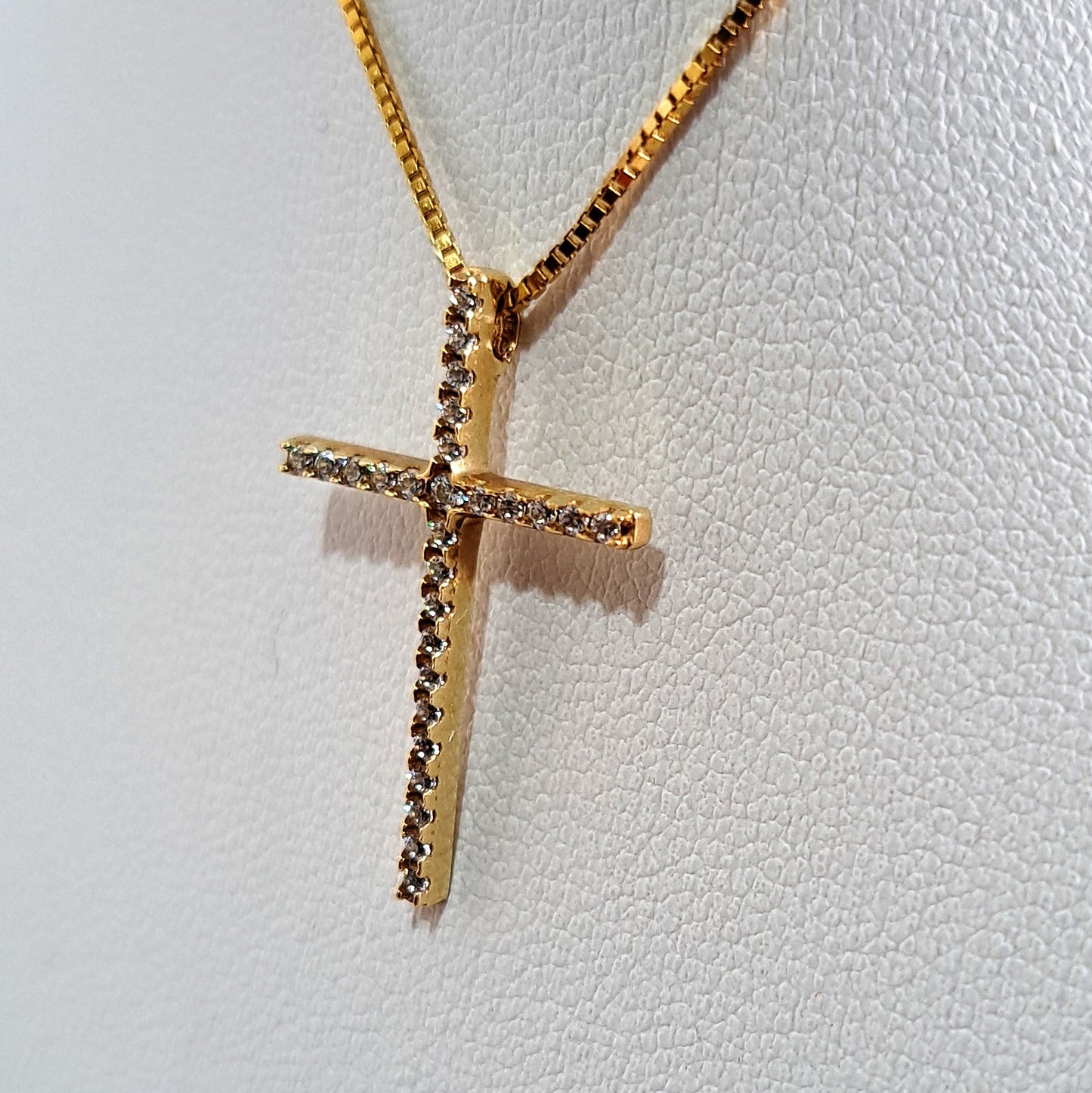 14k Yellow Gold Cross with zirkons-B