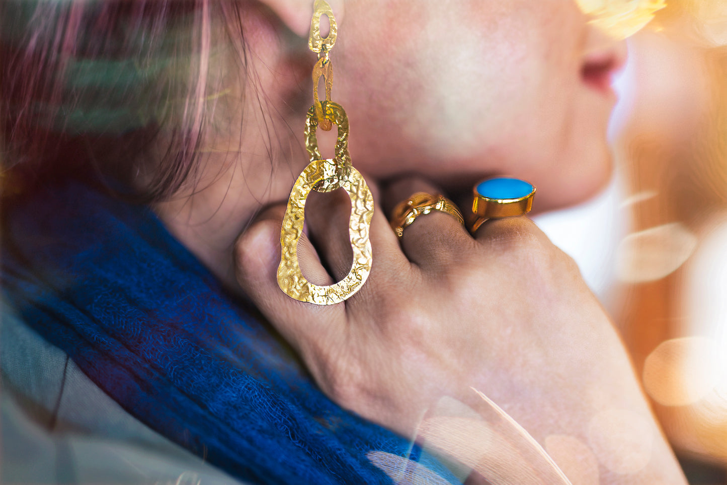 Long handmade 18K Gold earrings