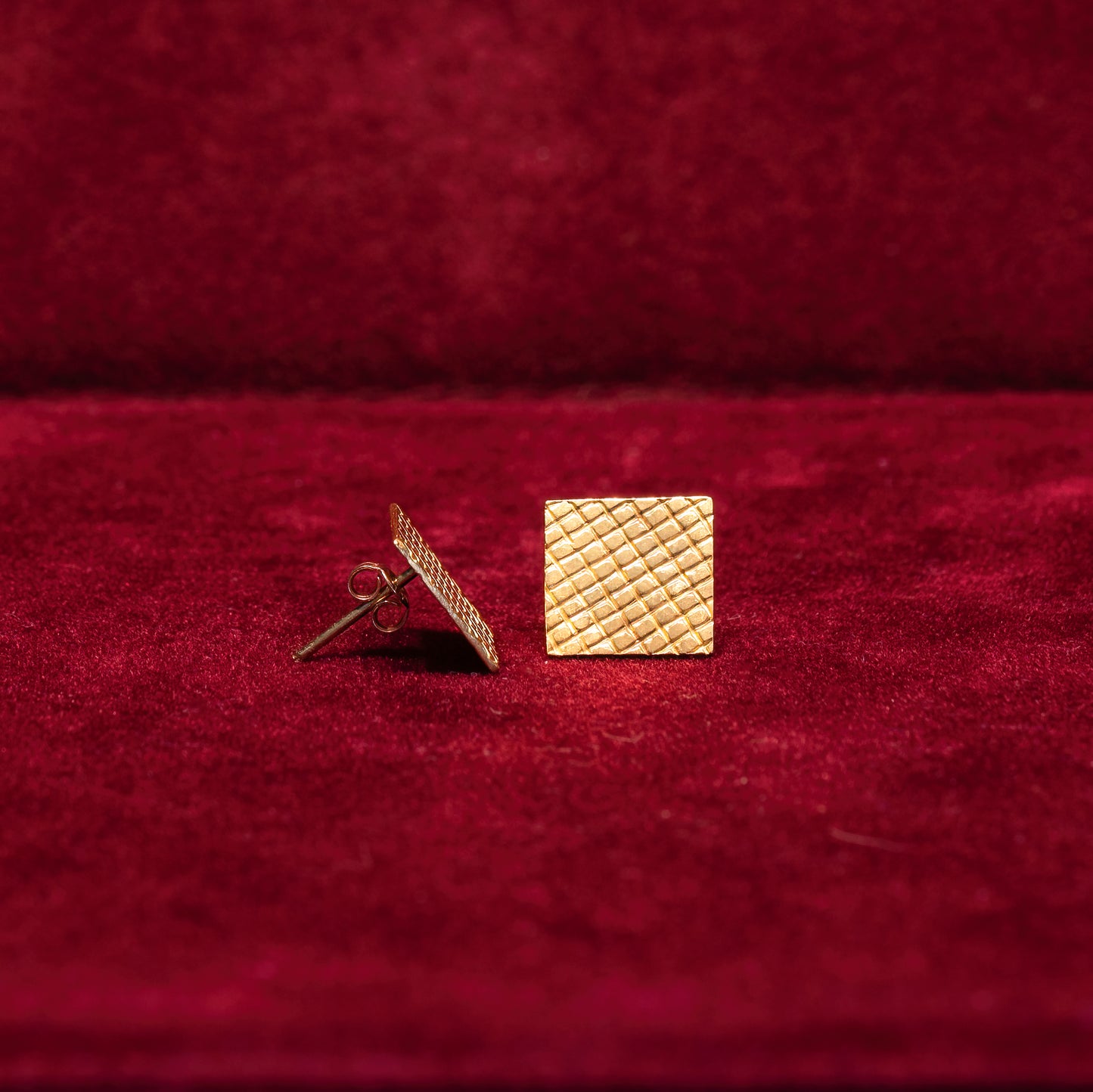 14K Gold stud earrings-Square - Katerina Roukouna