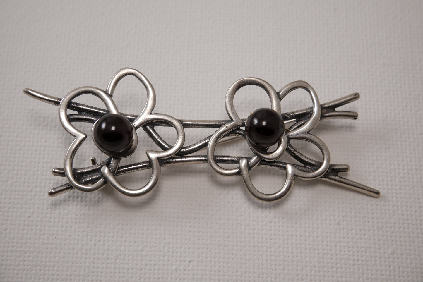 Two Flowers w' Garnets - Katerina Roukouna