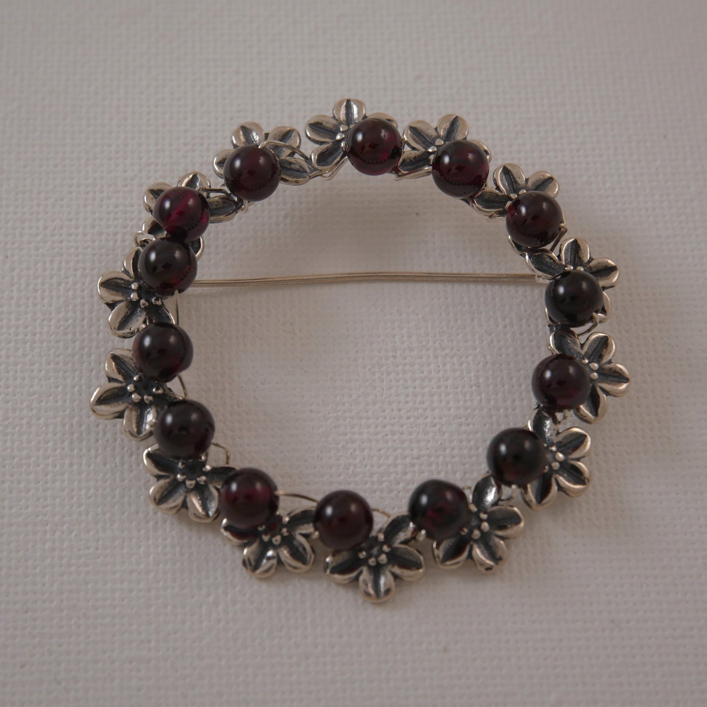 Silver Wreath w' Garnets - Katerina Roukouna