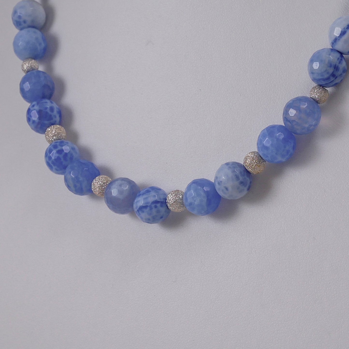 Blue Agates and Sterling Silver Necklace - Katerina Roukouna