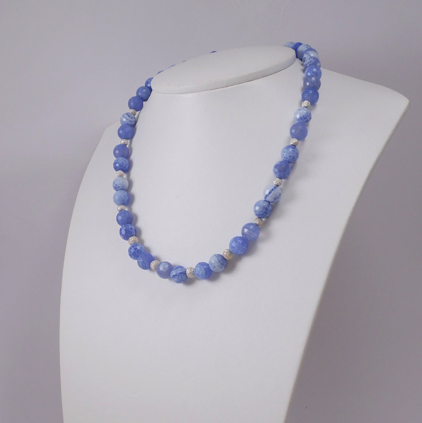 Blue Agates and Sterling Silver Necklace - Katerina Roukouna