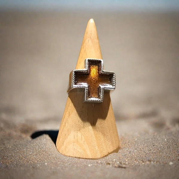 Cross silver ring