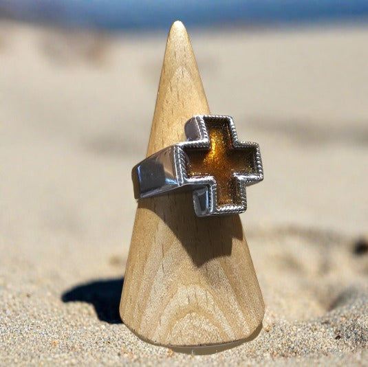 Handmade Cross silver ring - Katerina Roukouna