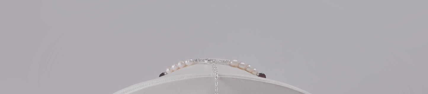 Garnets, Pearls, and Sterling Silver Necklace - Katerina Roukouna