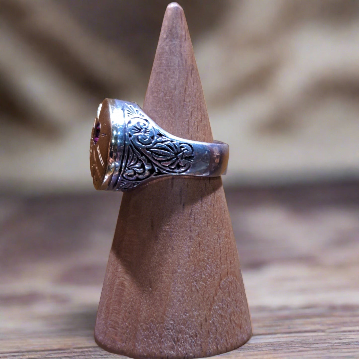 Handmade 18K and silver byzantine style ring - Katerina Roukouna