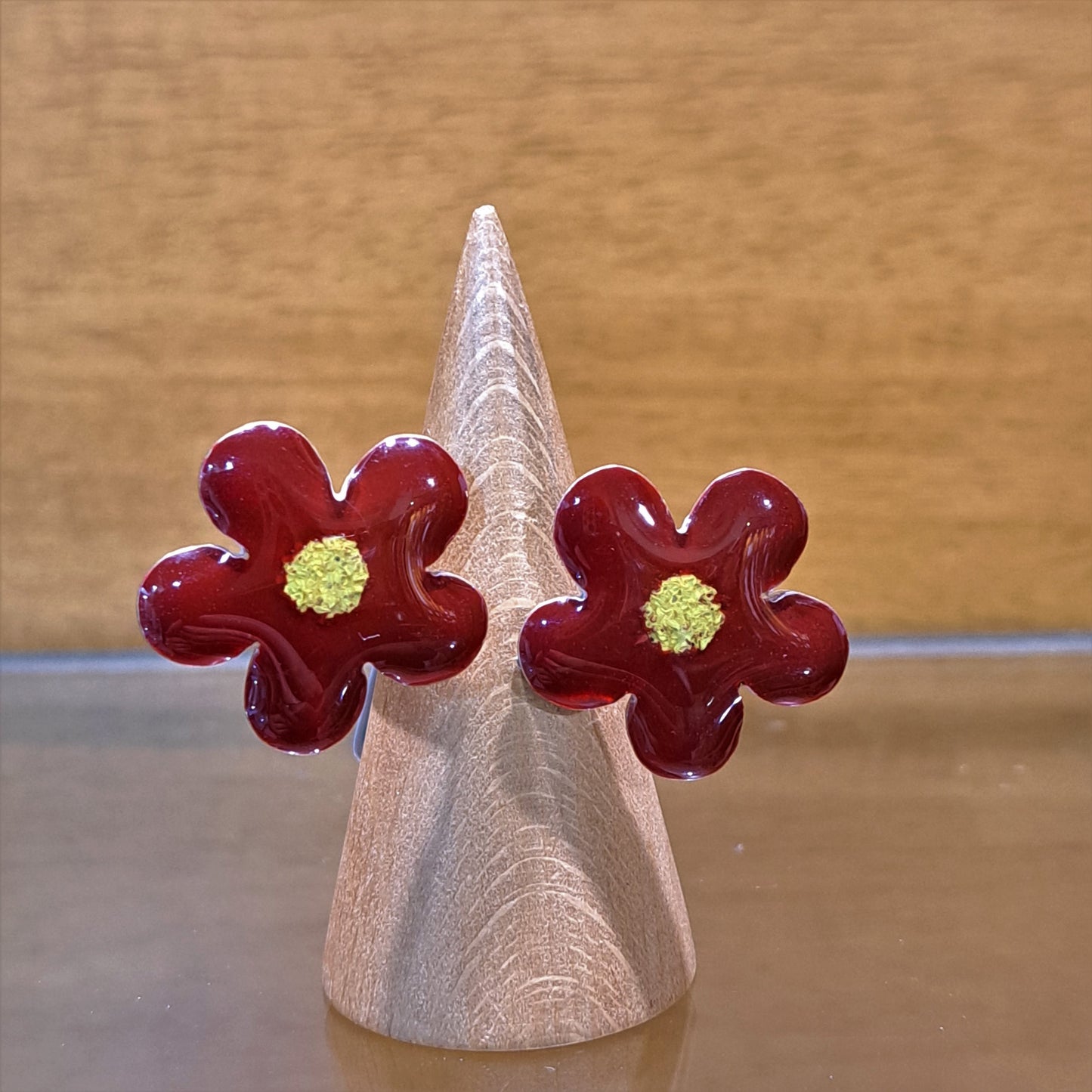 Handmade sterling silver ring with two flowers