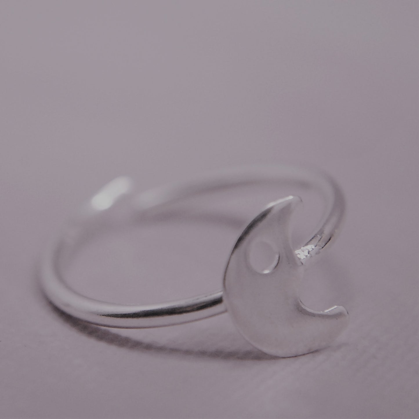 Half moon sterling silver ring