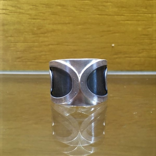 Handmade silver ring with black patina