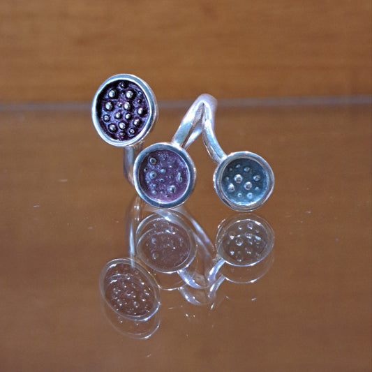 Sterling silver ring painted with enamel. - Katerina Roukouna