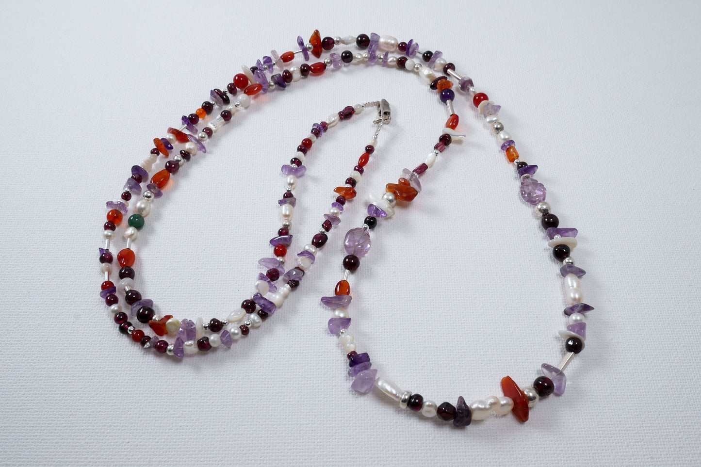 Handmade necklace with multi color gemstones and sterling silver - Katerina Roukouna