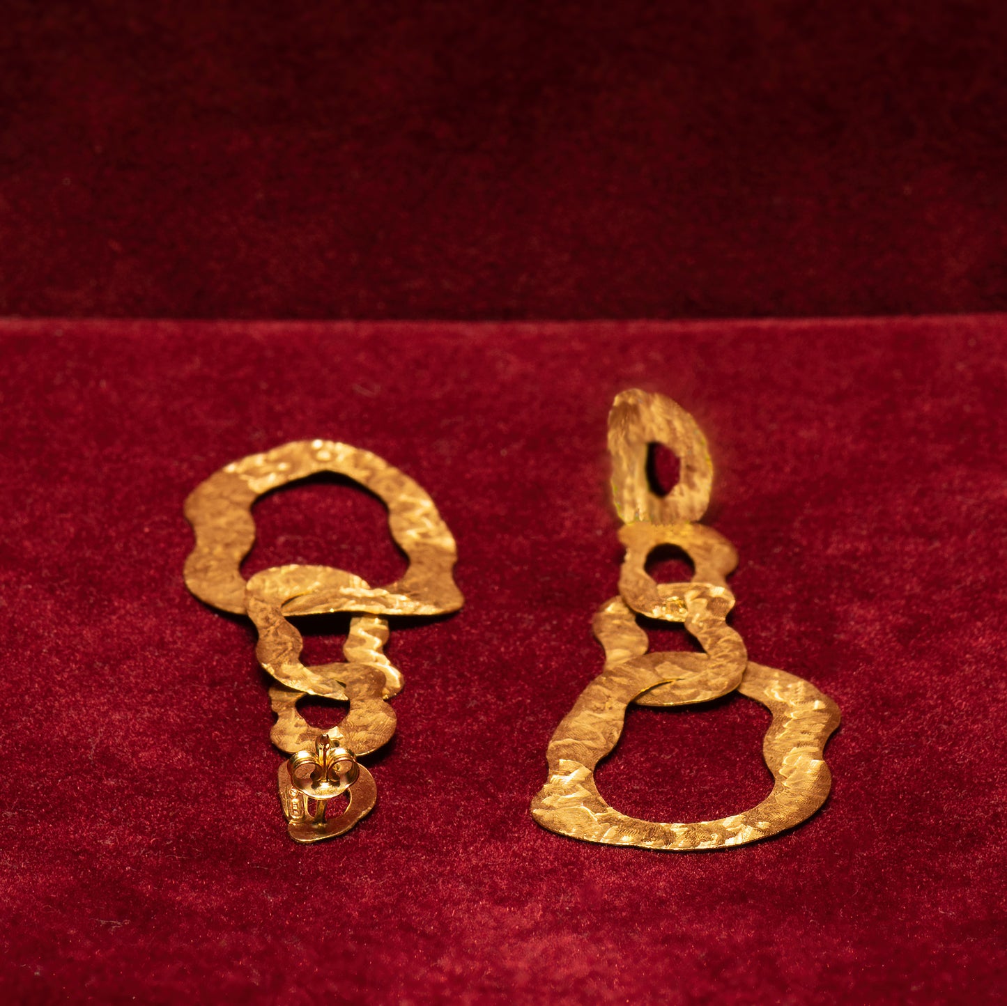 Long handmade 18K Gold earrings