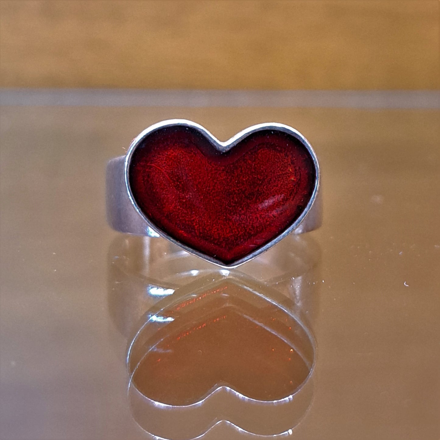 Red heart sterling silver ring
