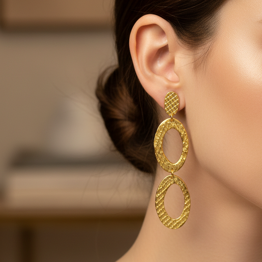 Oval gold plated sterling silver earrings (II) - Katerina Roukouna