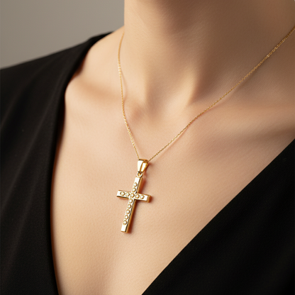 14K Gold cross with circles - Katerina Roukouna