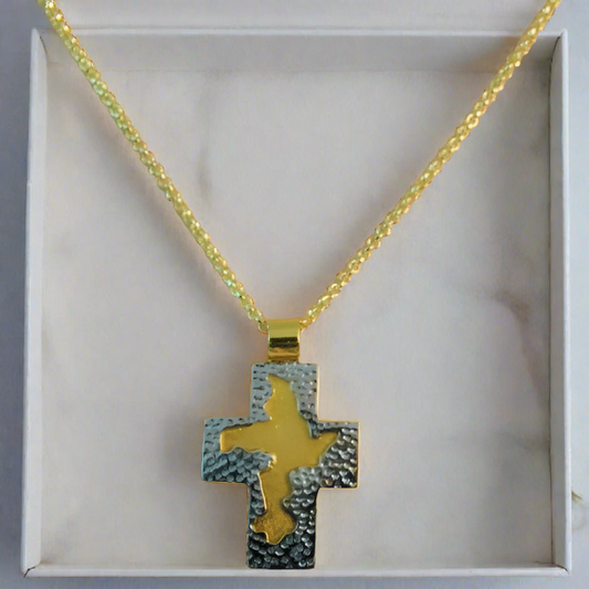 14k Handmade Gold cross with modern design