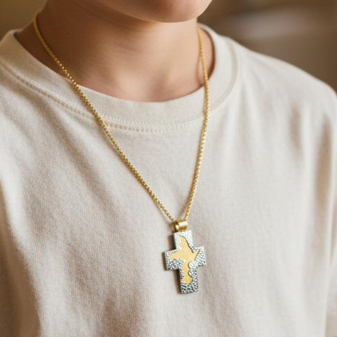 14Κ Handmade Gold cross with modern design - Katerina Roukouna