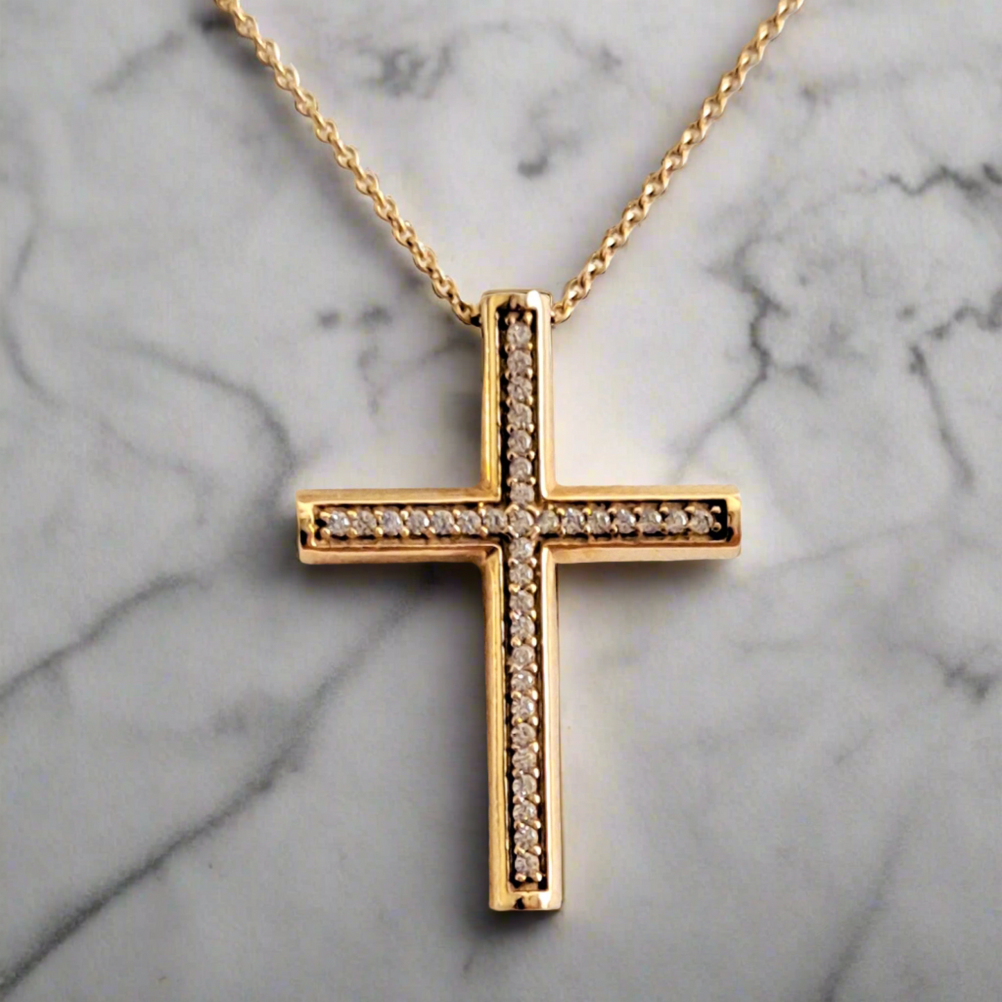 14Κ Gold Cross (round) wirh zirkons