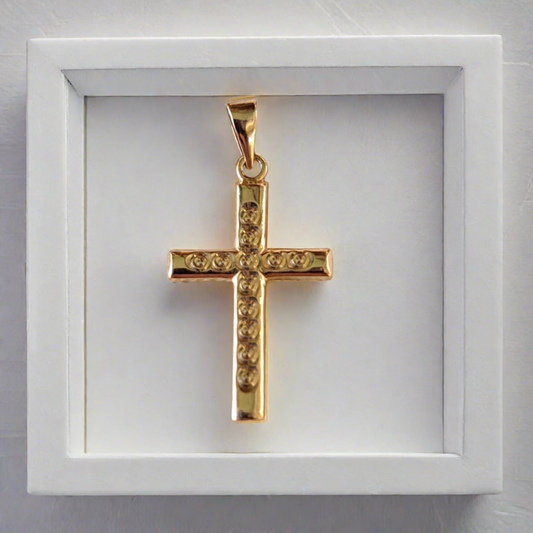 14K Gold cross with circles