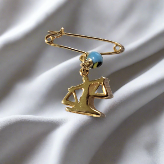 14K Gold Libra with evil eye lucky charm