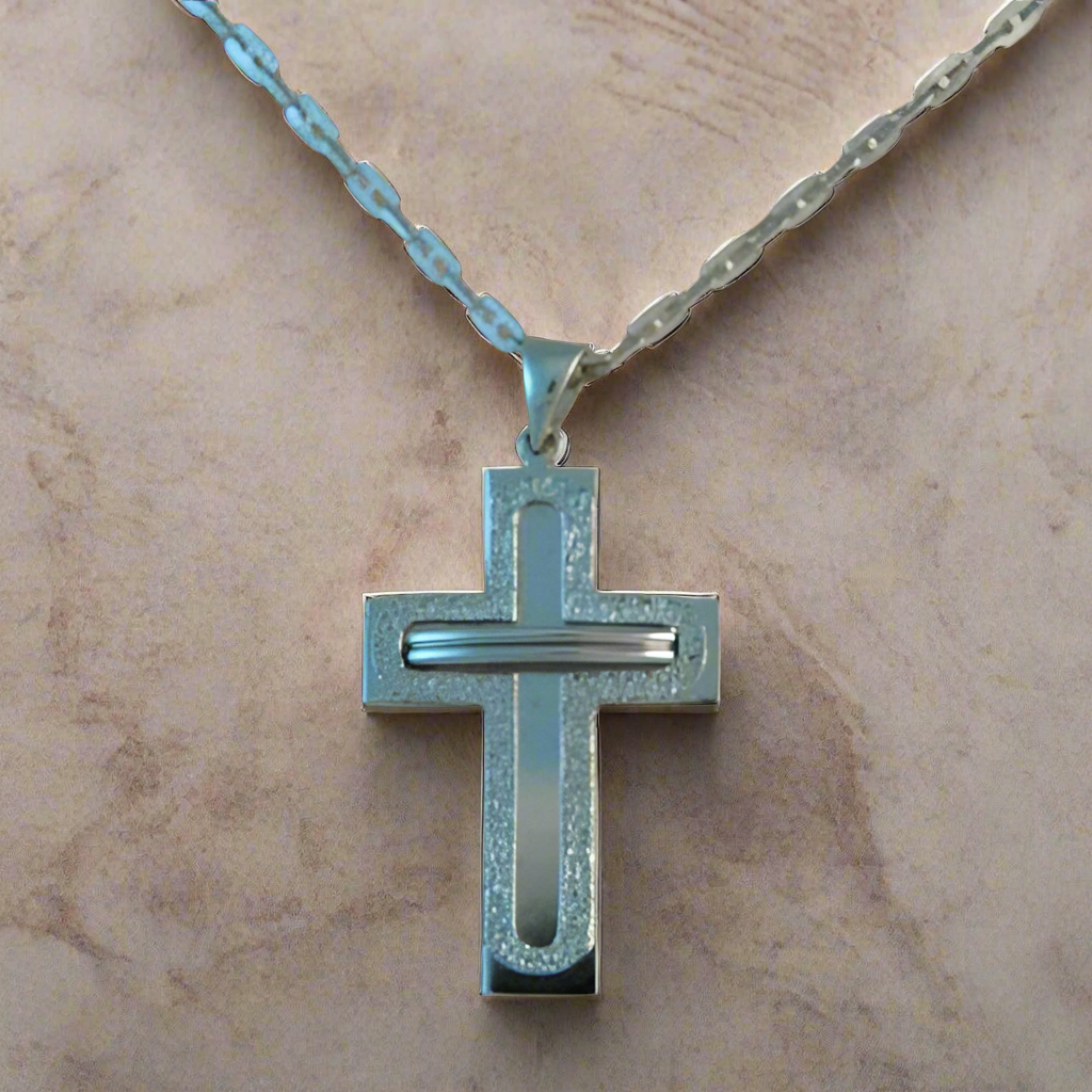 14K White Gold Cross (III)