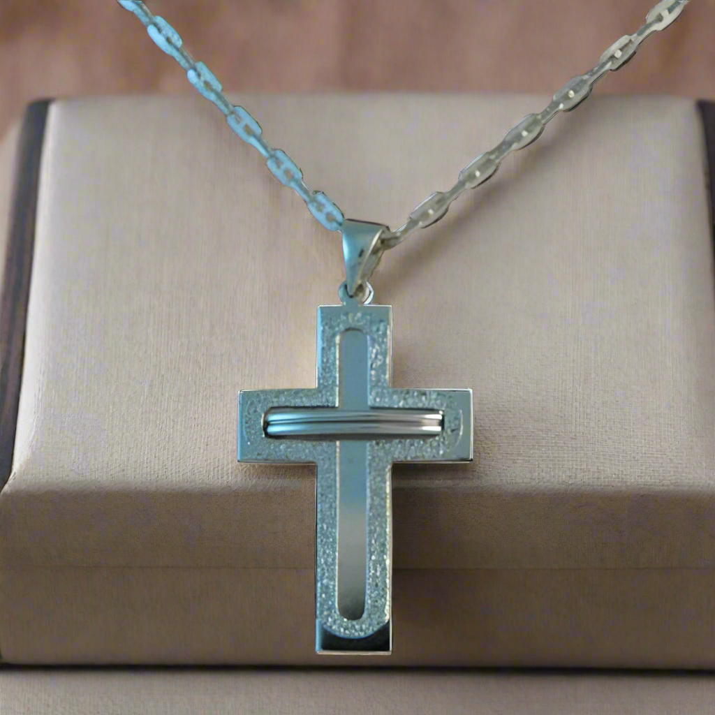 14K White Gold Cross (III)