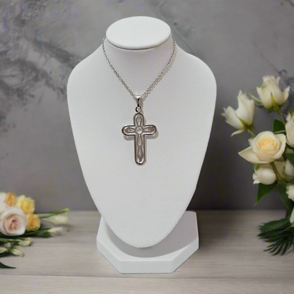 14K White gold cross (matte and shiny)