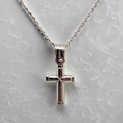 14K White Gold Cross-s