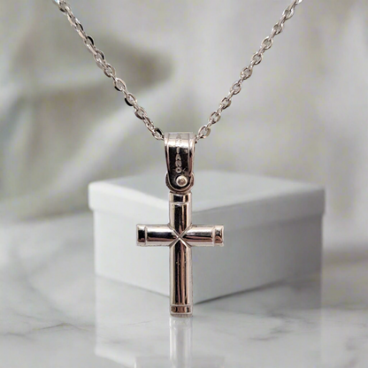 14K White Gold Cross-s