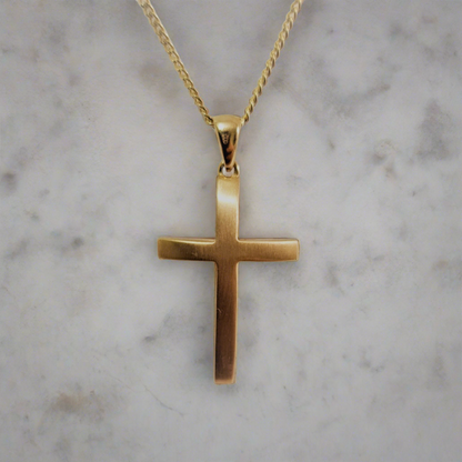 14k Yellow Gold  Cross matte