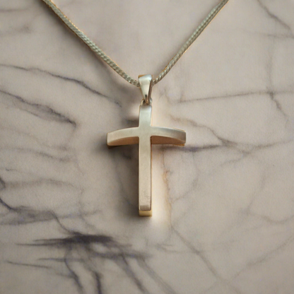 14k Yellow Gold  Cross matte