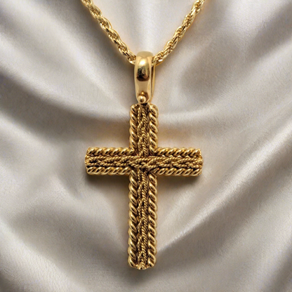 Handmade Byzantine  18K Yellow Gold Cross