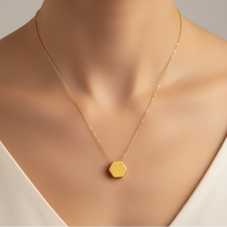 18K Gold polygon necklace - Katerina Roukouna