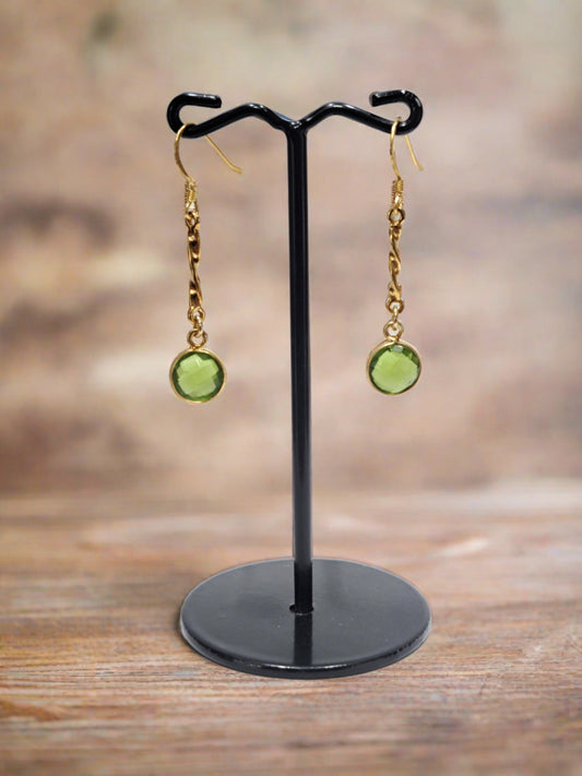 Gold plated sterling silver earrings with peridots