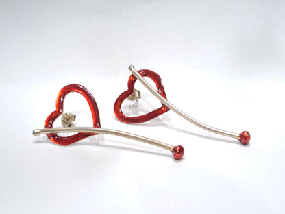 Handmade sterling silver earrings -hearts