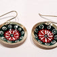 Handmade earttings- German silver-white, green, red