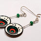 Handmade earrings -German silver-red, green, black and white