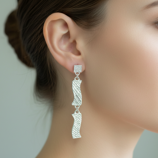 Wave sterling silver earrings (II) - Katerina Roukouna