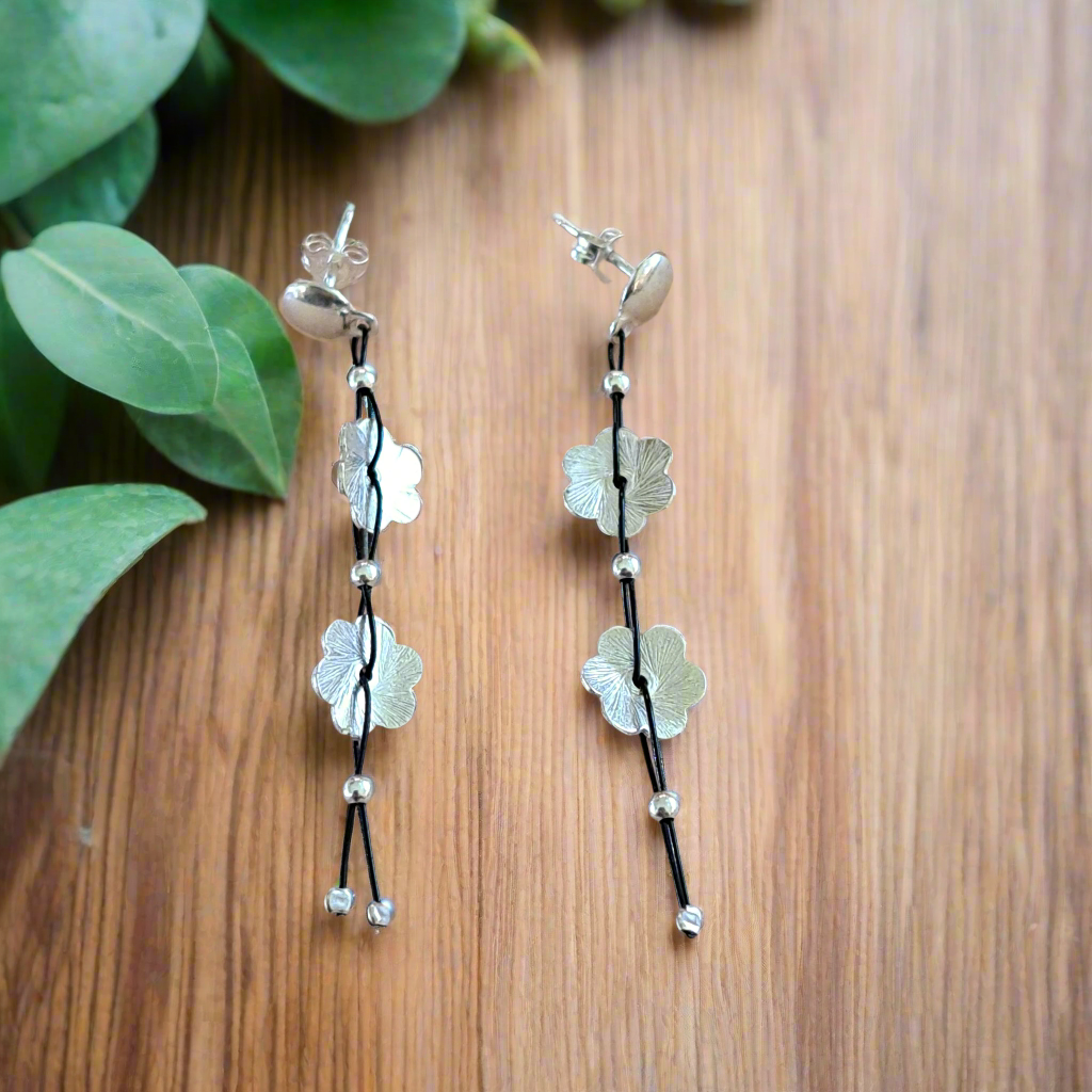 Sterling silver earrings with flowers