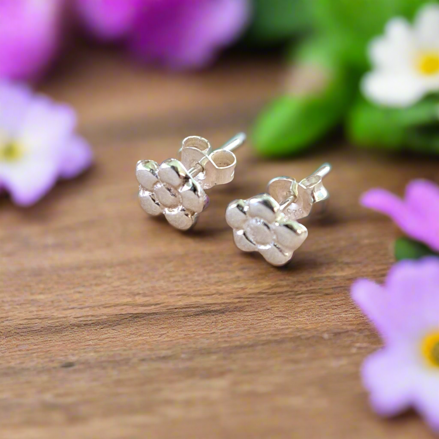 Flowers stud silver earrings