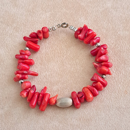 Corals and sterling silver bracelet