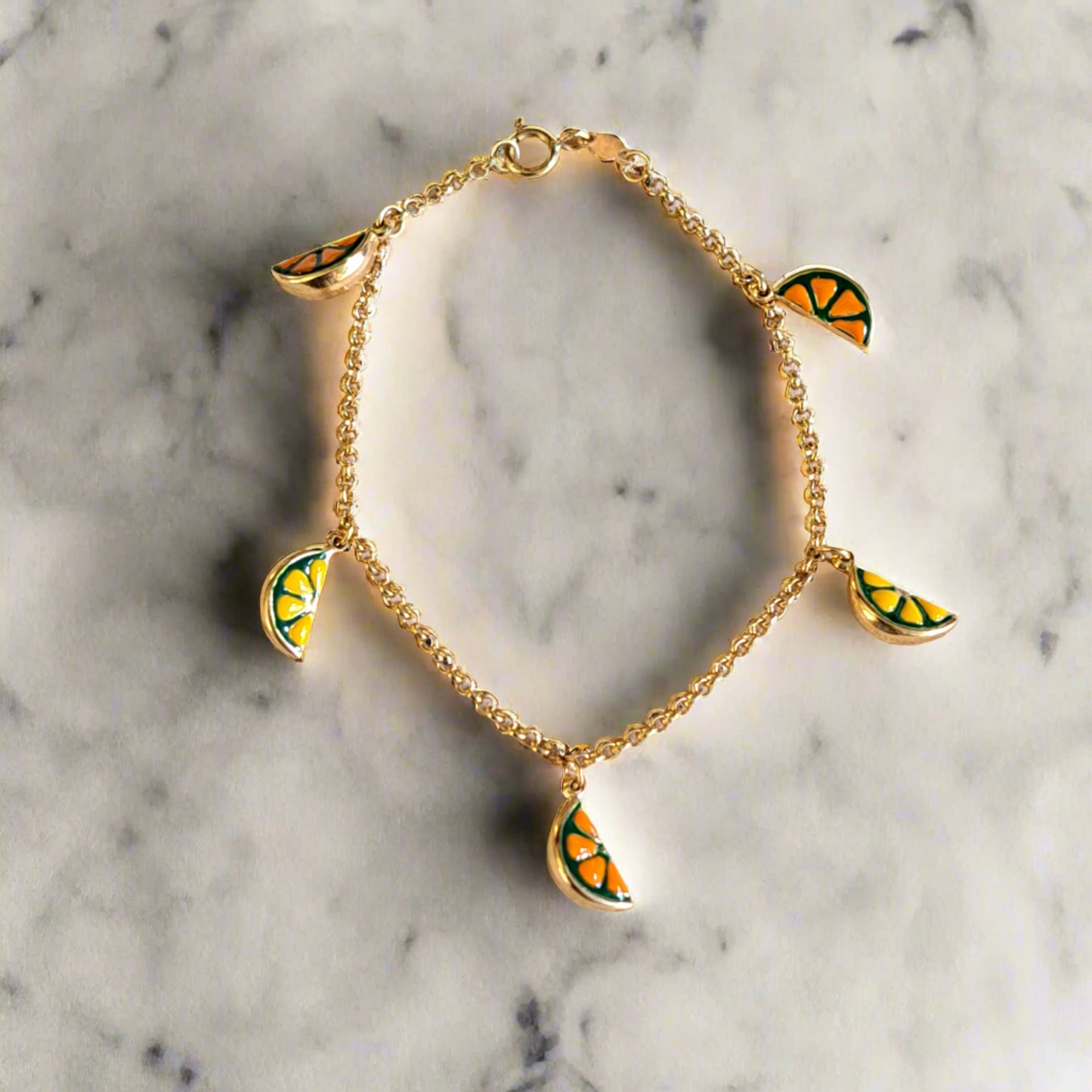 18K Gold bracelet with oranges and lemons