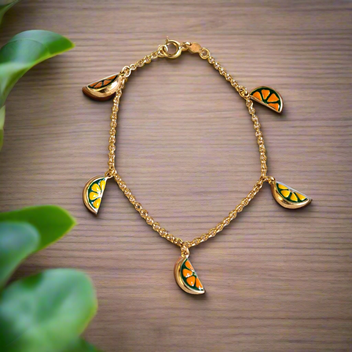 18K Gold bracelet with oranges and lemons