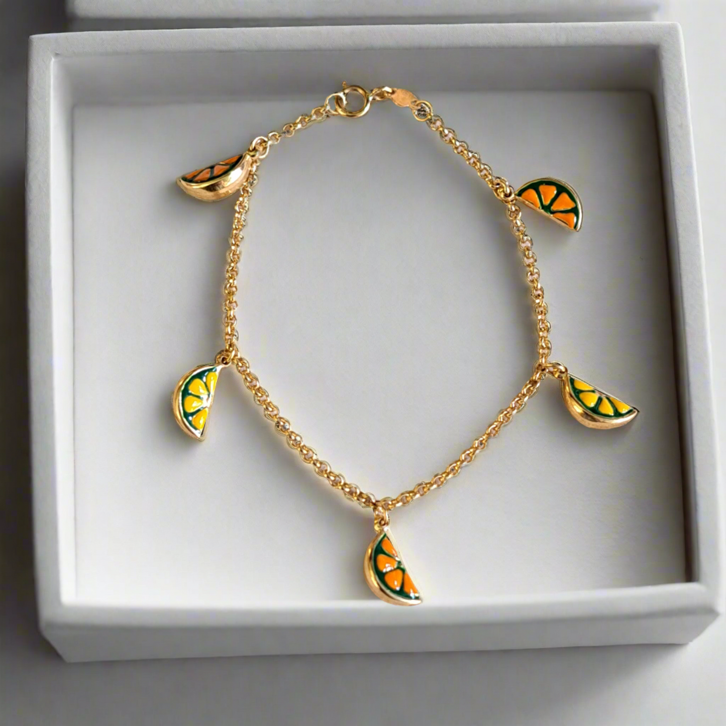 18K Gold bracelet with oranges and lemons